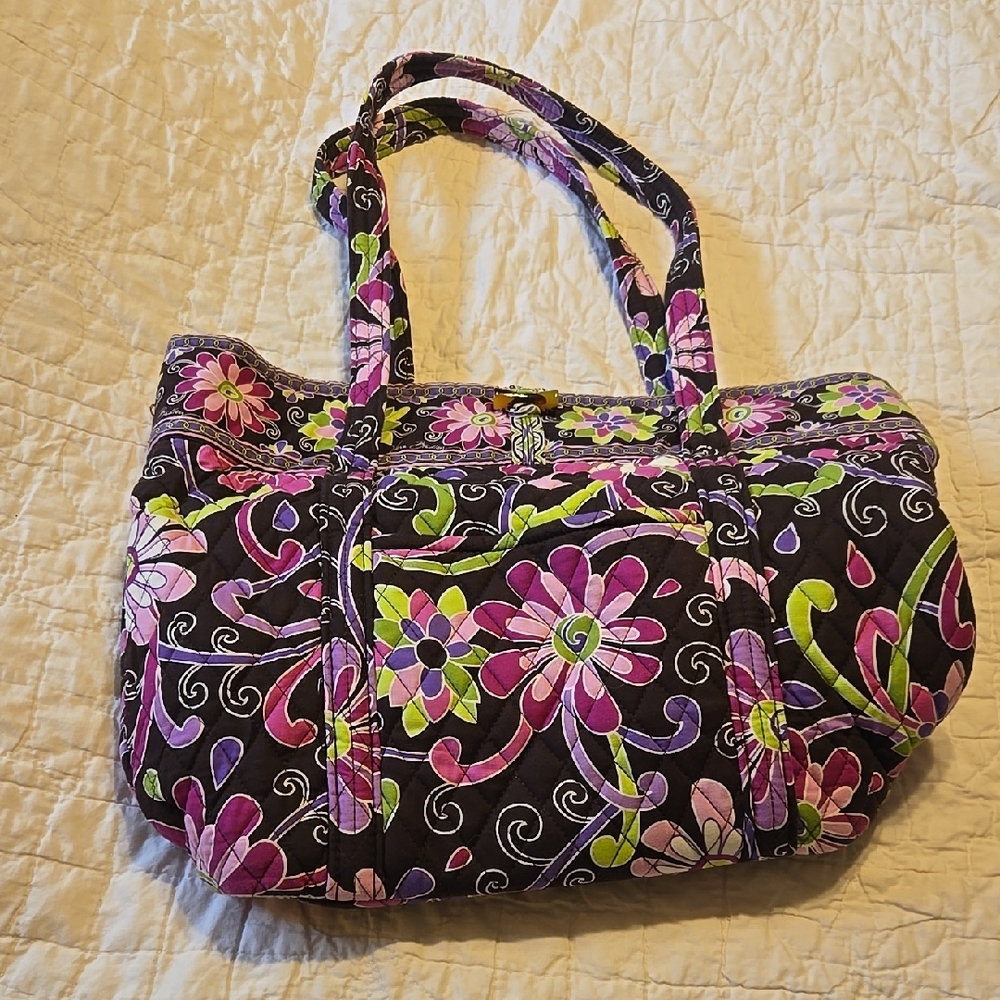 Vera Bradley Floral Quilted Large Tote Bag - Brown and Pink